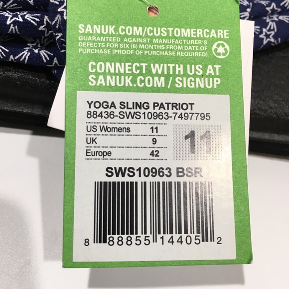 SANUK YOGA SLING PATRIOT SANDALS -BLUE STARS JERSEY -US 11 -NEW - Picture 9 of 10